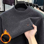 Pull Homme 100% Laine Mérinos – Col Côtelé, Logo Abeille Brodé – Doux, Chaud & Élégant