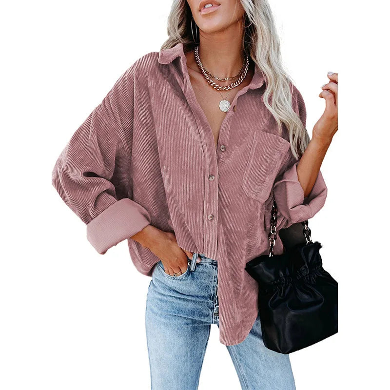 Chemise oversize en velour cotelé - Femme