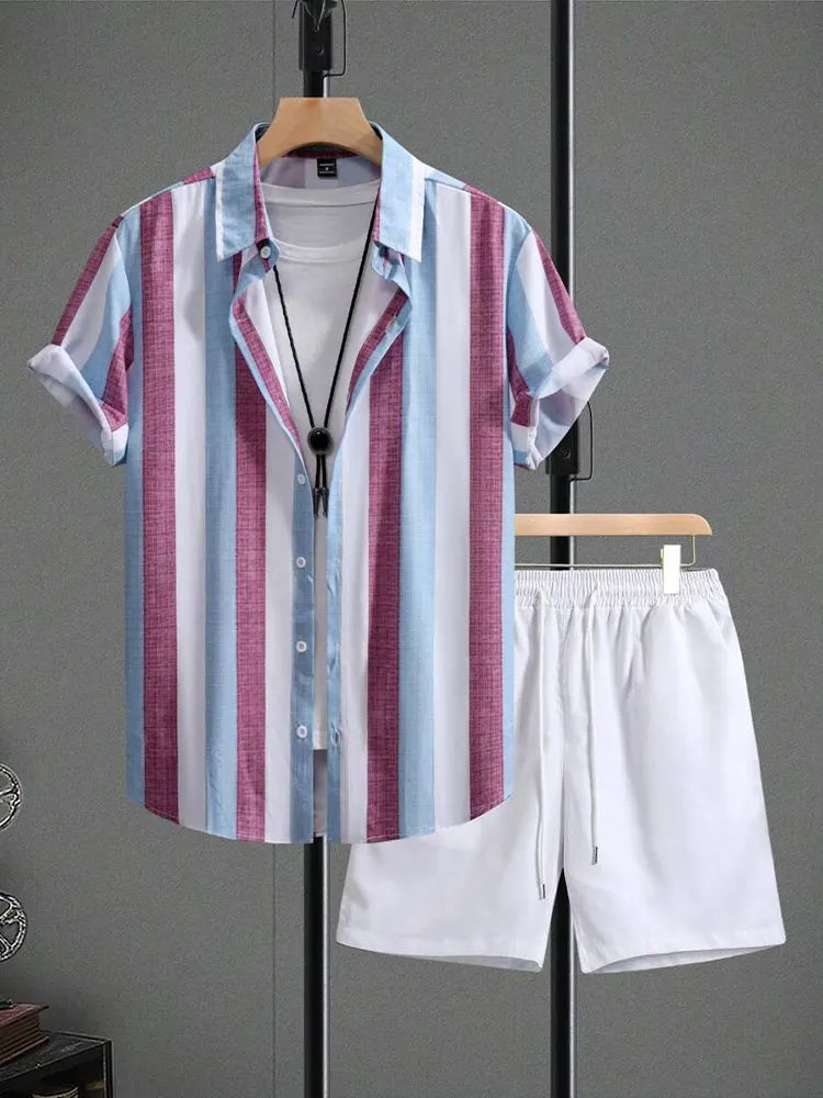 Ensemble Chemise & Short à Rayures - Homme
