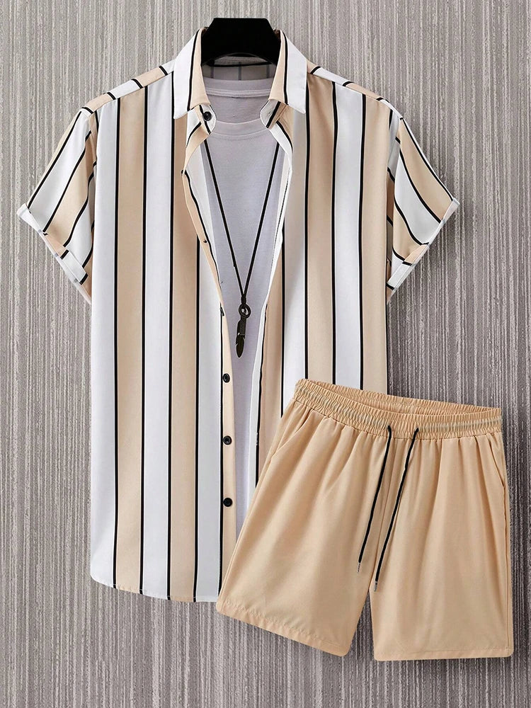 Ensemble Chemise & Short à Rayures - Homme