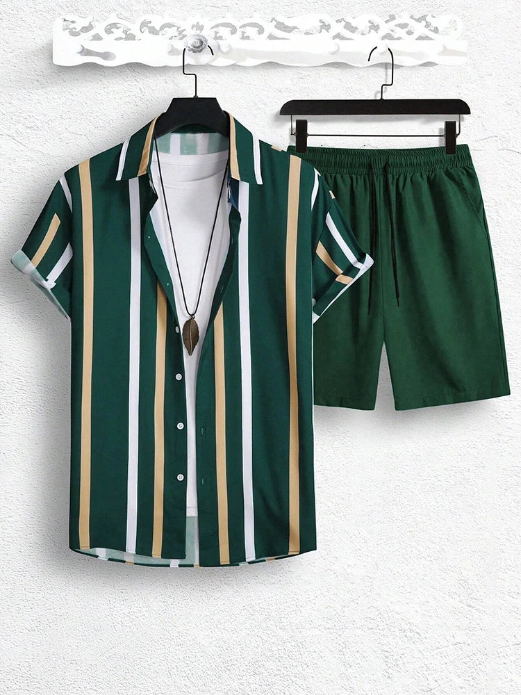 Ensemble Chemise & Short à Rayures - Homme