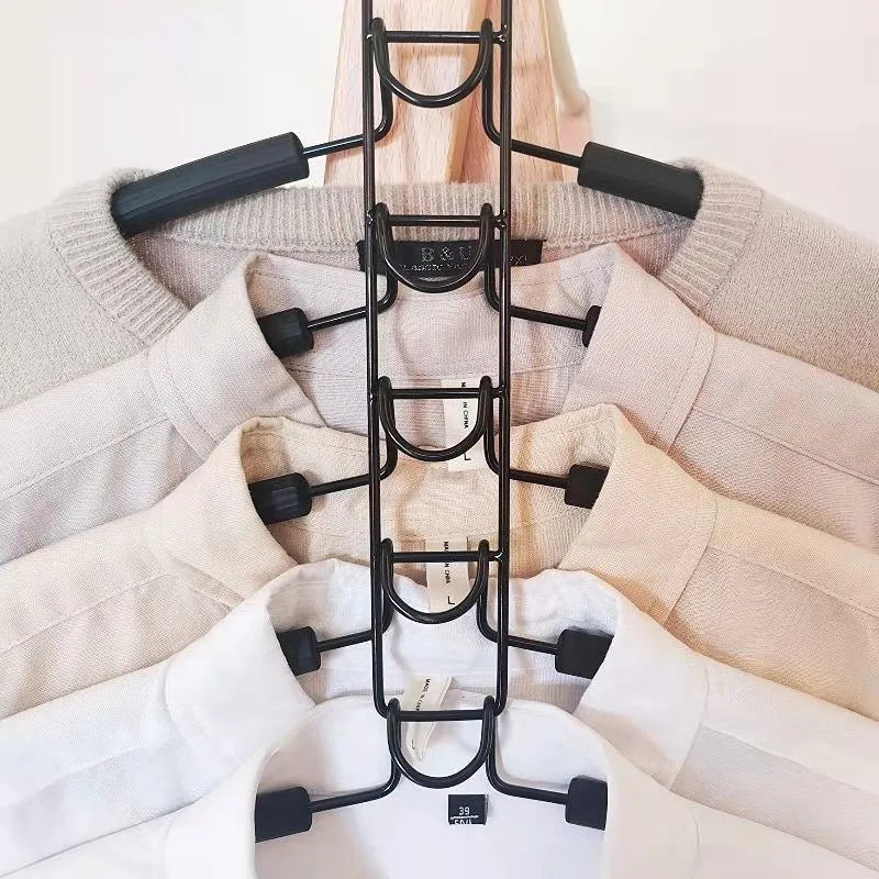 Cintre Multiple 5 Niveaux Gain de Place en Métal – Antidérapant avec Mousse de Protection pour Vêtements