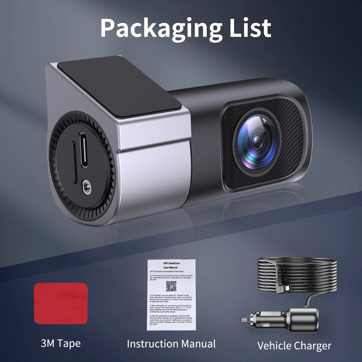 Mini Dashcam Rotative 360° pour Voiture 1080P Ultra HD WiFi - Vision Nocturne & Enregistreur DVR