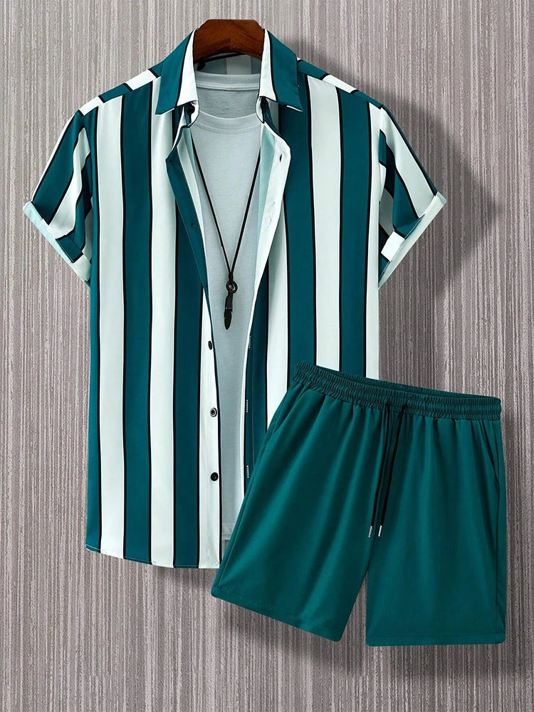 Ensemble Chemise & Short à Rayures - Homme