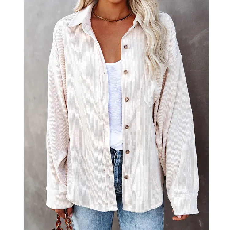 Chemise oversize en velour cotelé - Femme