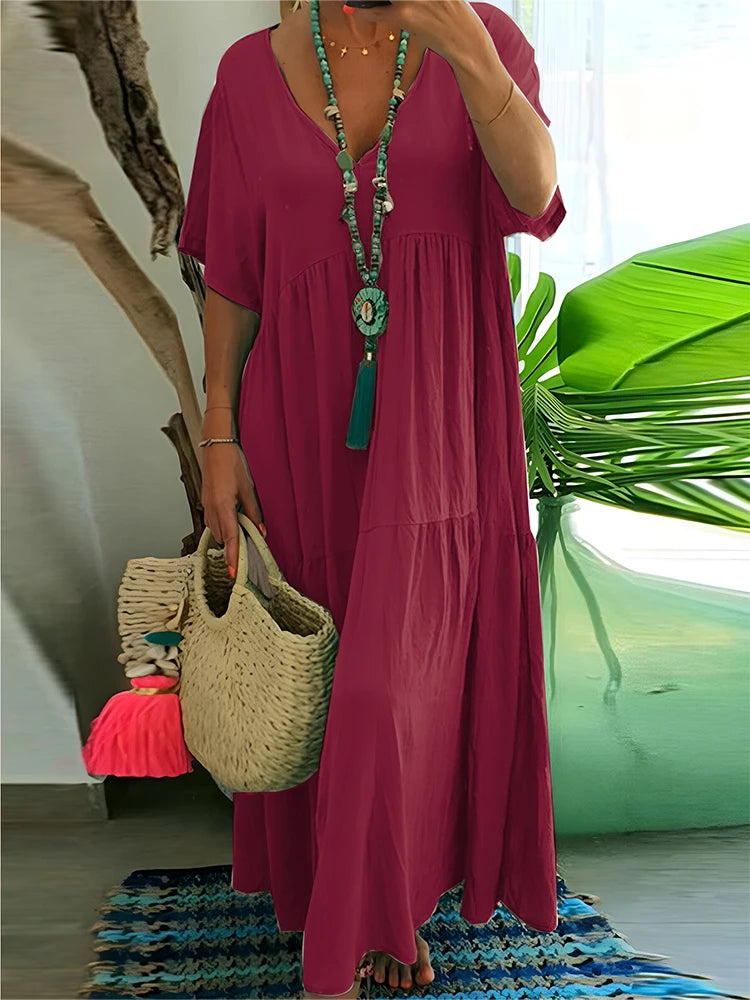 Robe Longue Cosy Max Ample & Col V - Spéciale Grandes Tailles