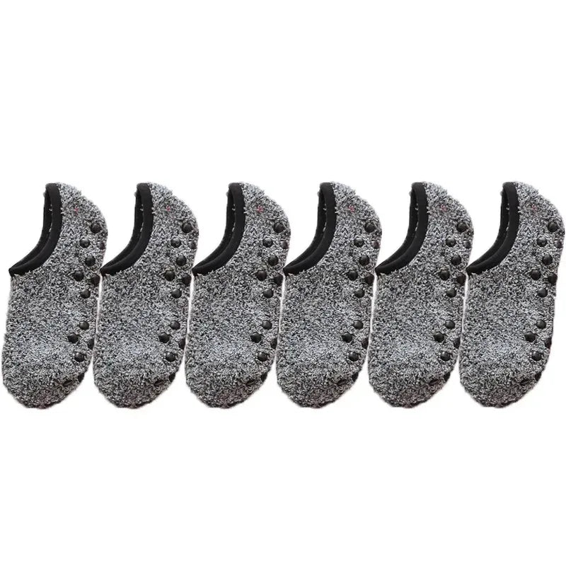 3 Pairs Warm Anti-Slip Fleece Slipper Socks