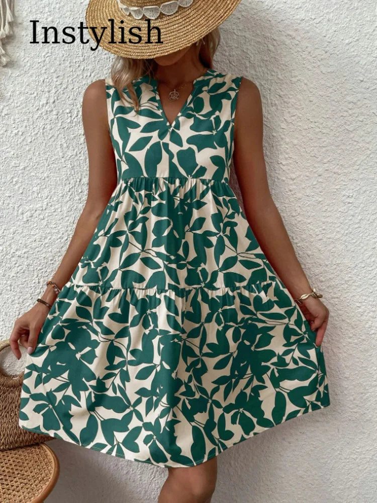 Robe d'été imprimée floral Boho pour femme