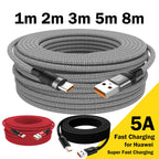 Câble USB-C 5A Charge Ultra Rapide – 1 à 8m