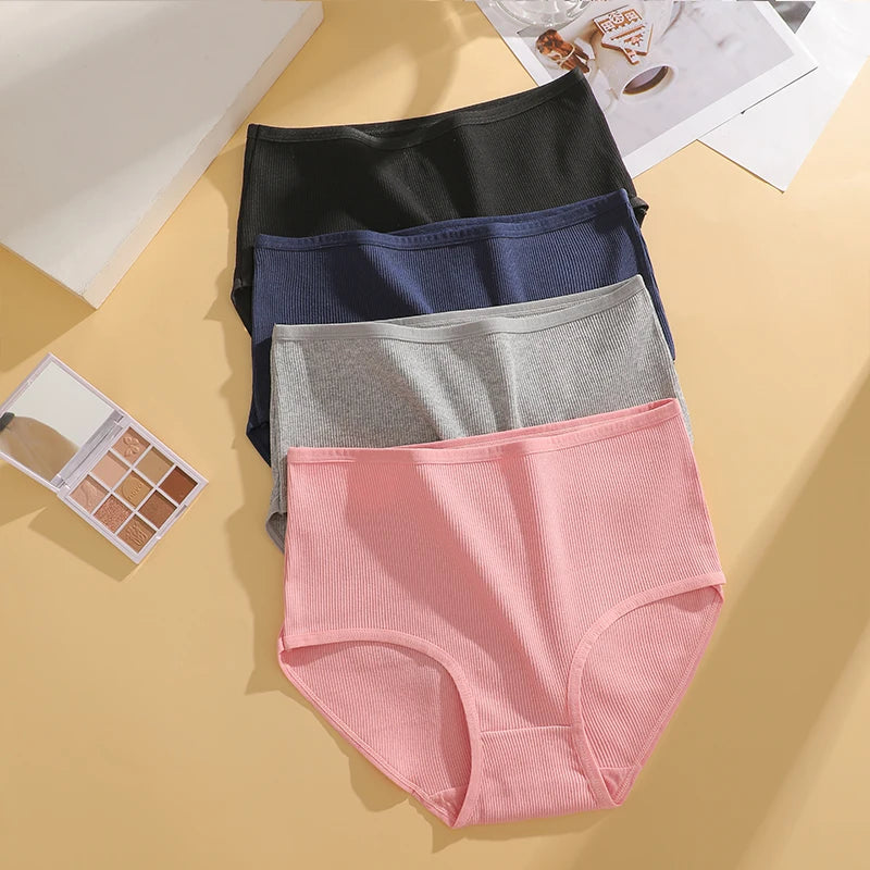 Lot 4 Culottes Taille Haute Femme Coton Sans Coutures — Couleur Unie, Confortables