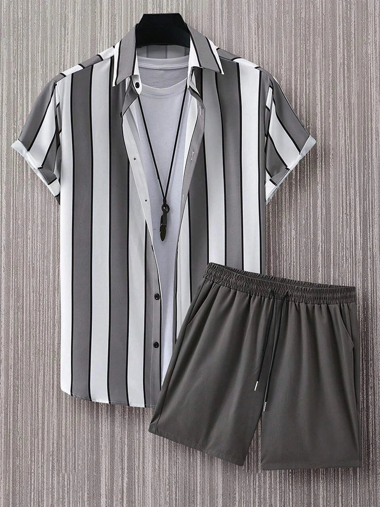 Ensemble Chemise & Short à Rayures - Homme