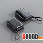Powerbank Compact avec Câbles Intégrés - 4 en 1 50000mAh