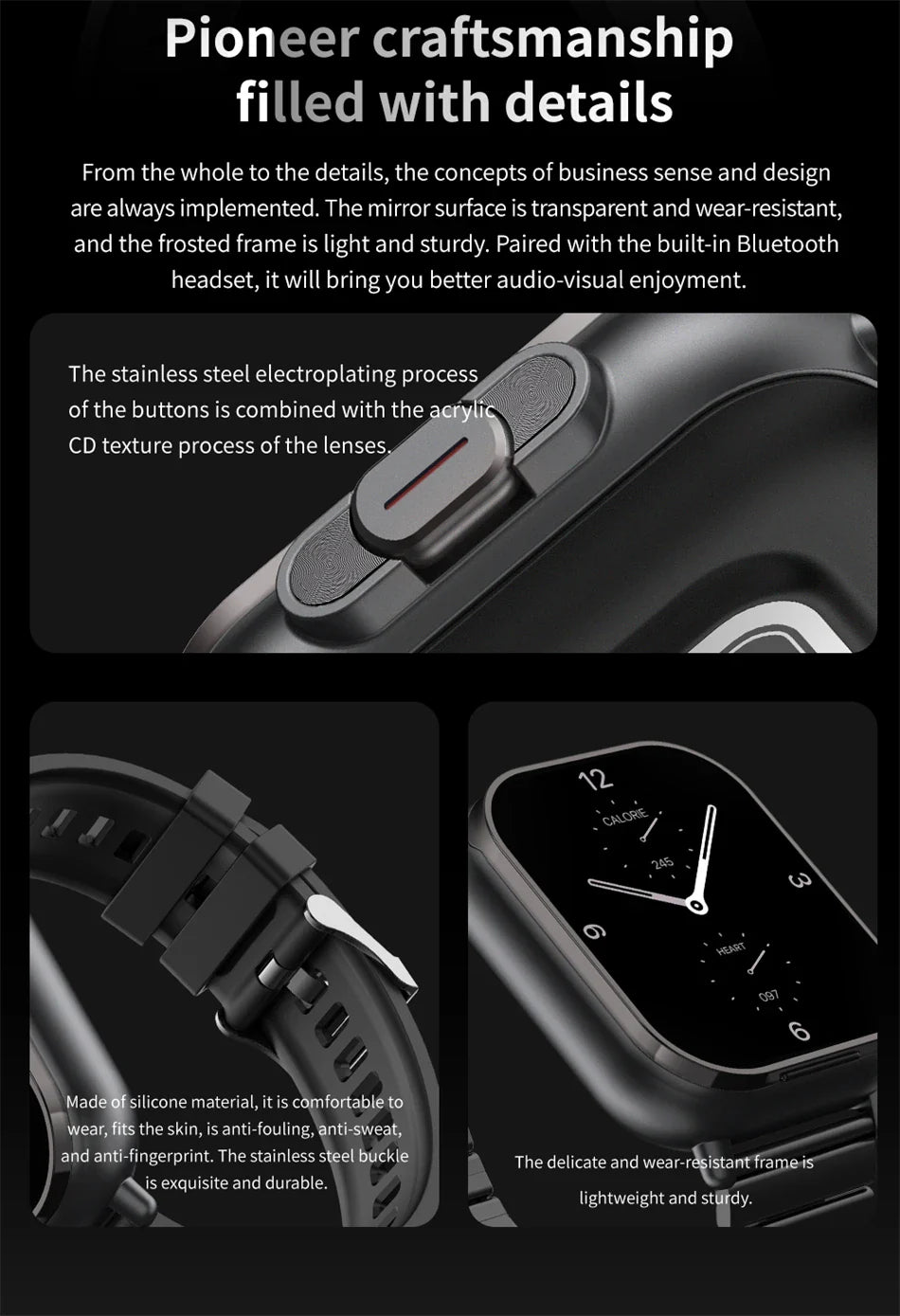Montre intelligente connectée 2 en 1 avec écouteurs