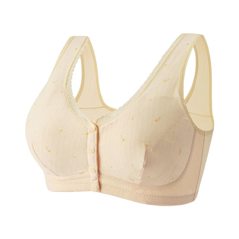 Soutien-gorge 100% Coton avec fleurs - Fermeture avant