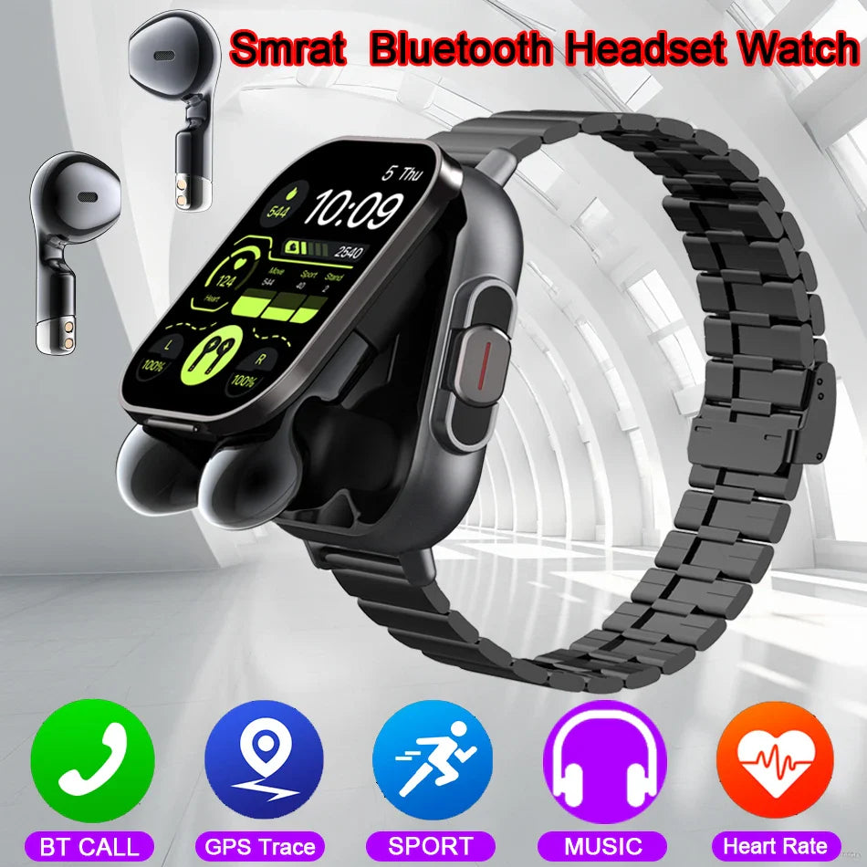 Montre intelligente connectée 2 en 1 avec écouteurs
