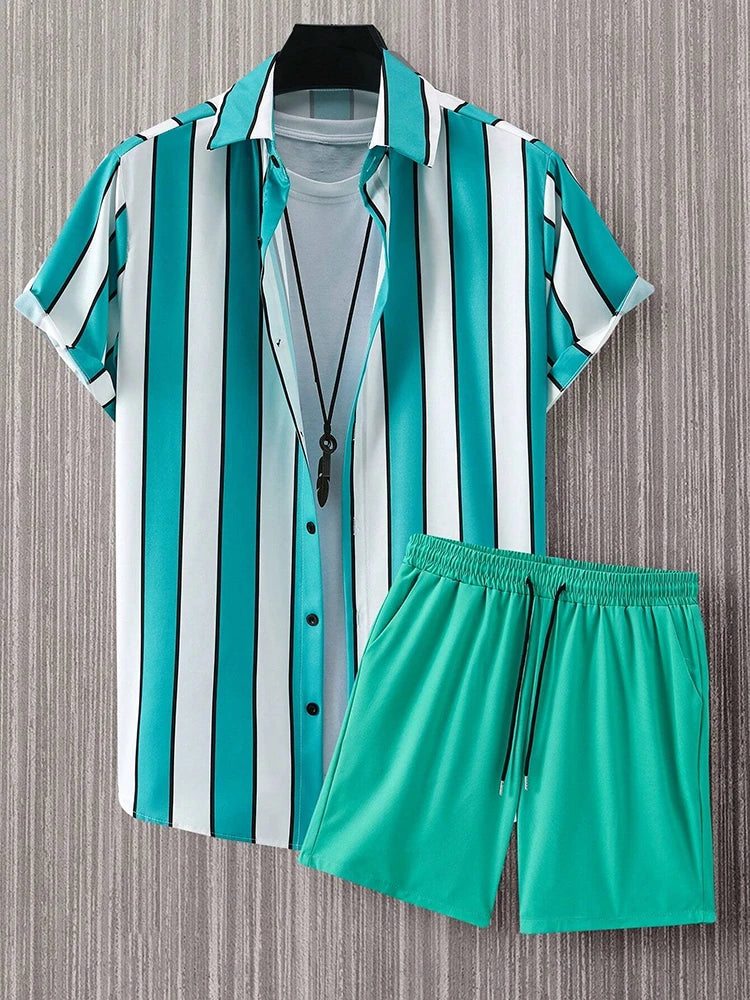 Ensemble Chemise & Short à Rayures - Homme