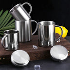 Tasse Isotherme Double Paroi en Acier Inoxydable – Mug Anti-Brûlure avec Couvercle et Poignée pour Café, Thé, Bureau et Voyage