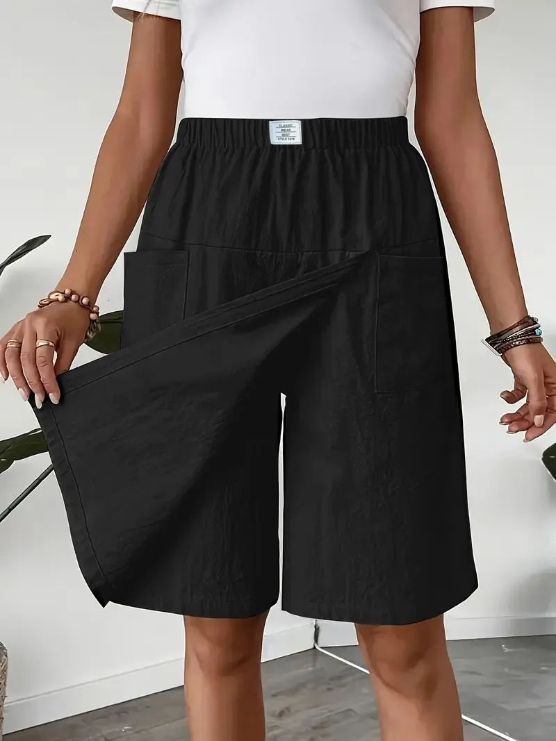 2-in-1 Lightweight Skirt Shorts with Elastic Waist and Pockets
