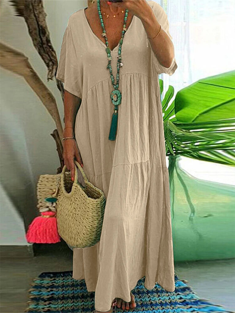 Robe Longue Cosy Max Ample & Col V - Spéciale Grandes Tailles