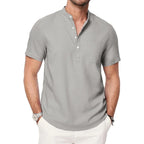 T-shirt Style Chemise à Col Mao avec Poche