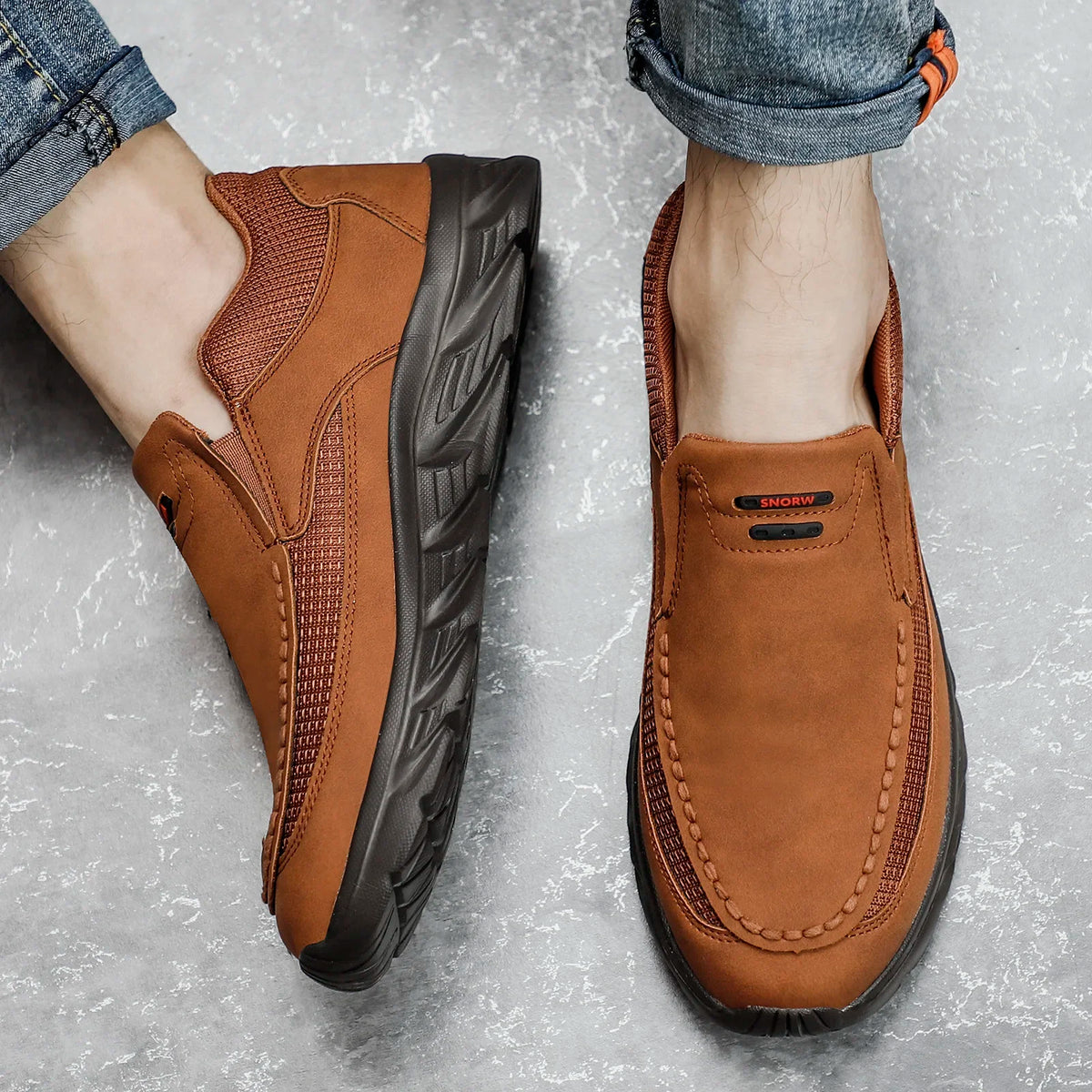 Chaussures Slip-on en Cuir PU et Maille - Homme