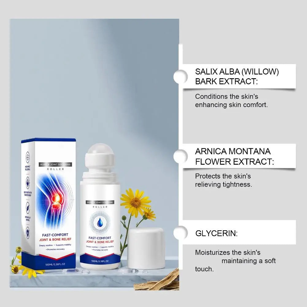 Roll-On de Massage Apaisant 100ML – Applicateur à Bille pour Articulations, Genoux, Épaules, Nuque & Dos