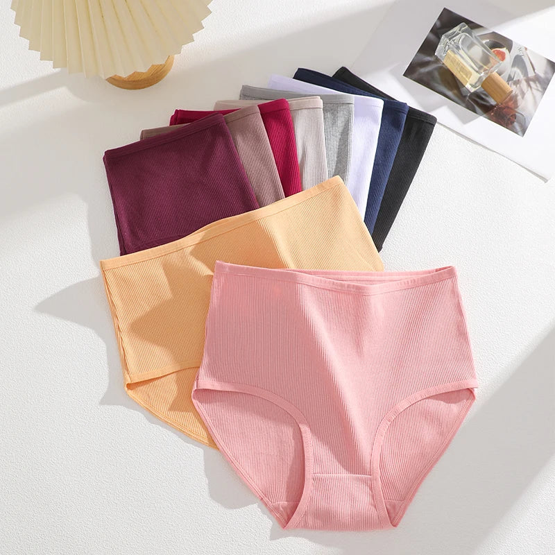 Lot 4 Culottes Taille Haute Femme Coton Sans Coutures — Couleur Unie, Confortables