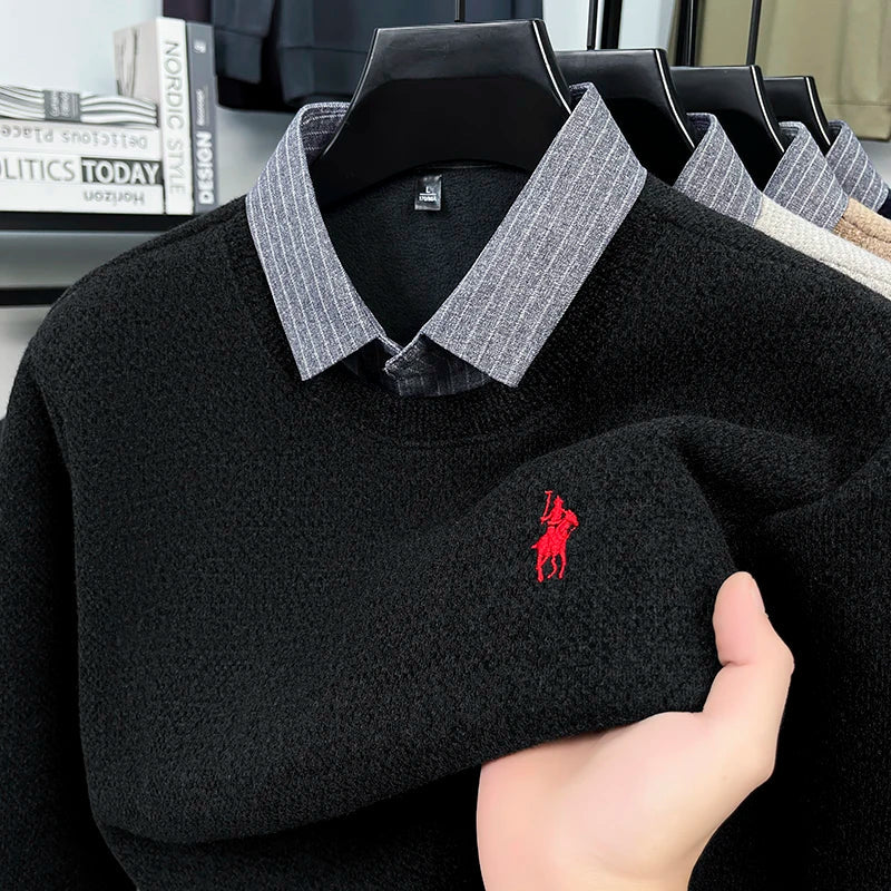 Pull Homme Hiver Chaud avec Col polo Intégré