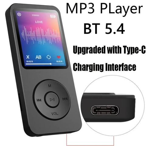 Lecteur MP3 portable, Radio FM avec écran 5,4 pouces + Carte 128Gb