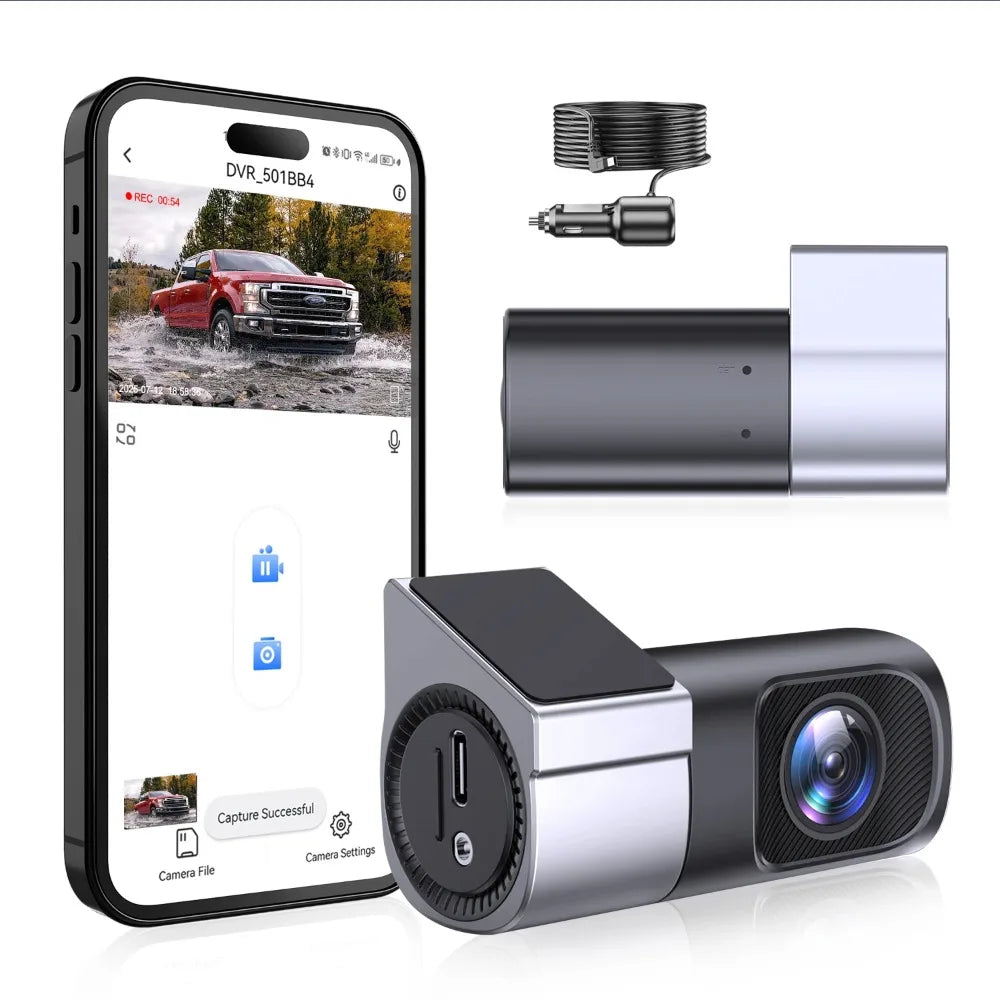 Mini Dashcam Rotative 360° pour Voiture 1080P Ultra HD WiFi - Vision Nocturne & Enregistreur DVR