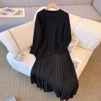 Robe 2 en 1 Pull à Maille et Jupe Plissée