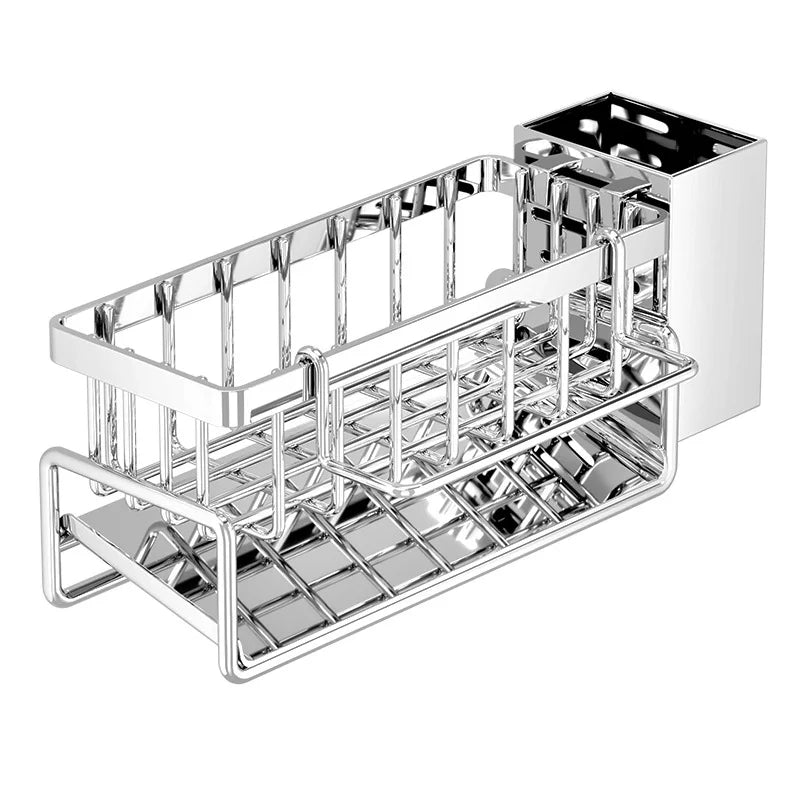 Organisateur d'Évier 2 en 1 avec Égouttoir en Acier Inoxydable