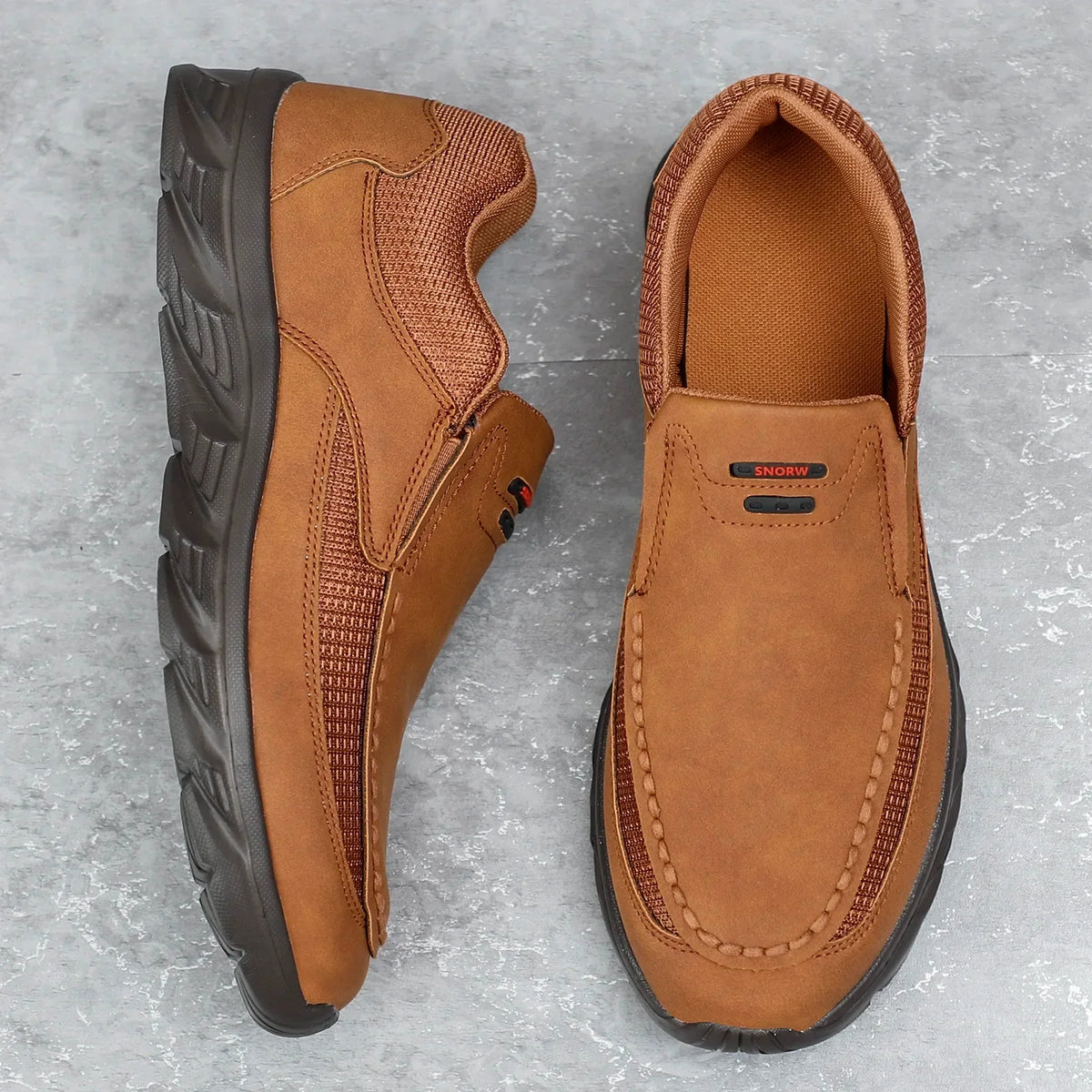 Chaussures Slip-on en Cuir PU et Maille - Homme
