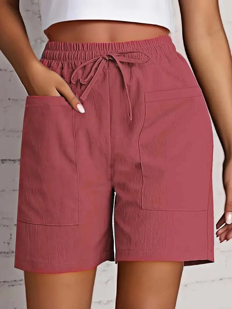 Short d'été taille haute avec poches — femme, coupe ample décontractée