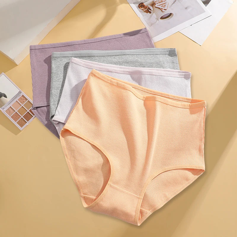 Lot 4 Culottes Taille Haute Femme Coton Sans Coutures — Couleur Unie, Confortables
