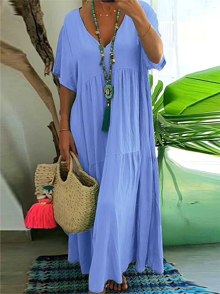 Robe Longue Cosy Max Ample & Col V - Spéciale Grandes Tailles