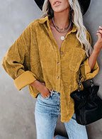 Chemise oversize en velour cotelé - Femme