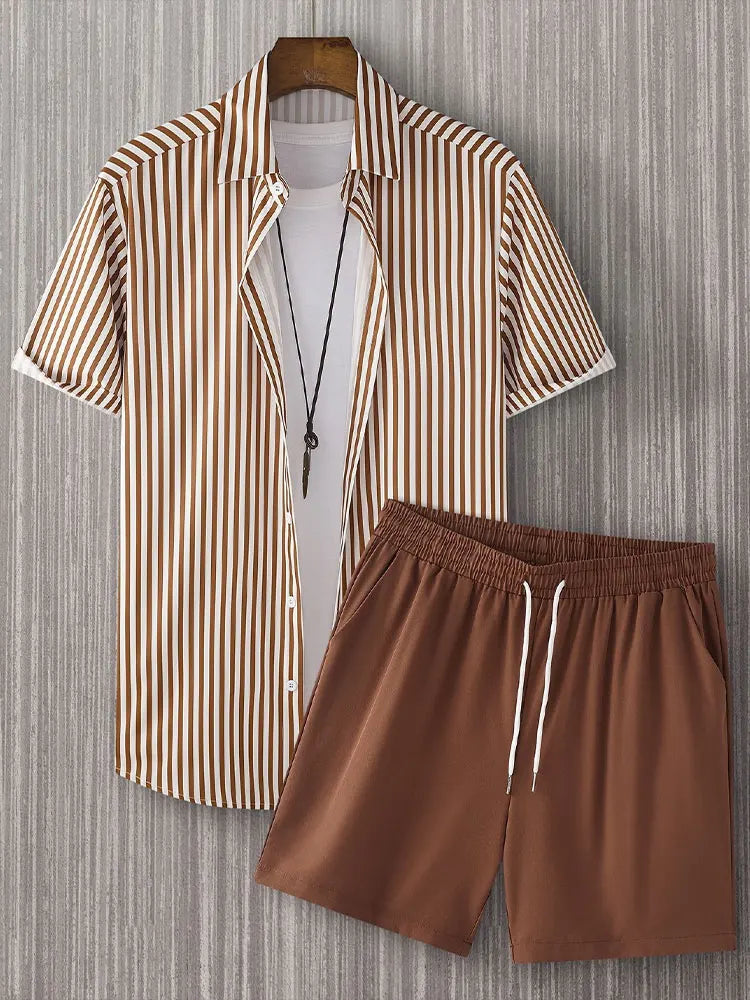 Ensemble Chemise & Short à Rayures - Homme