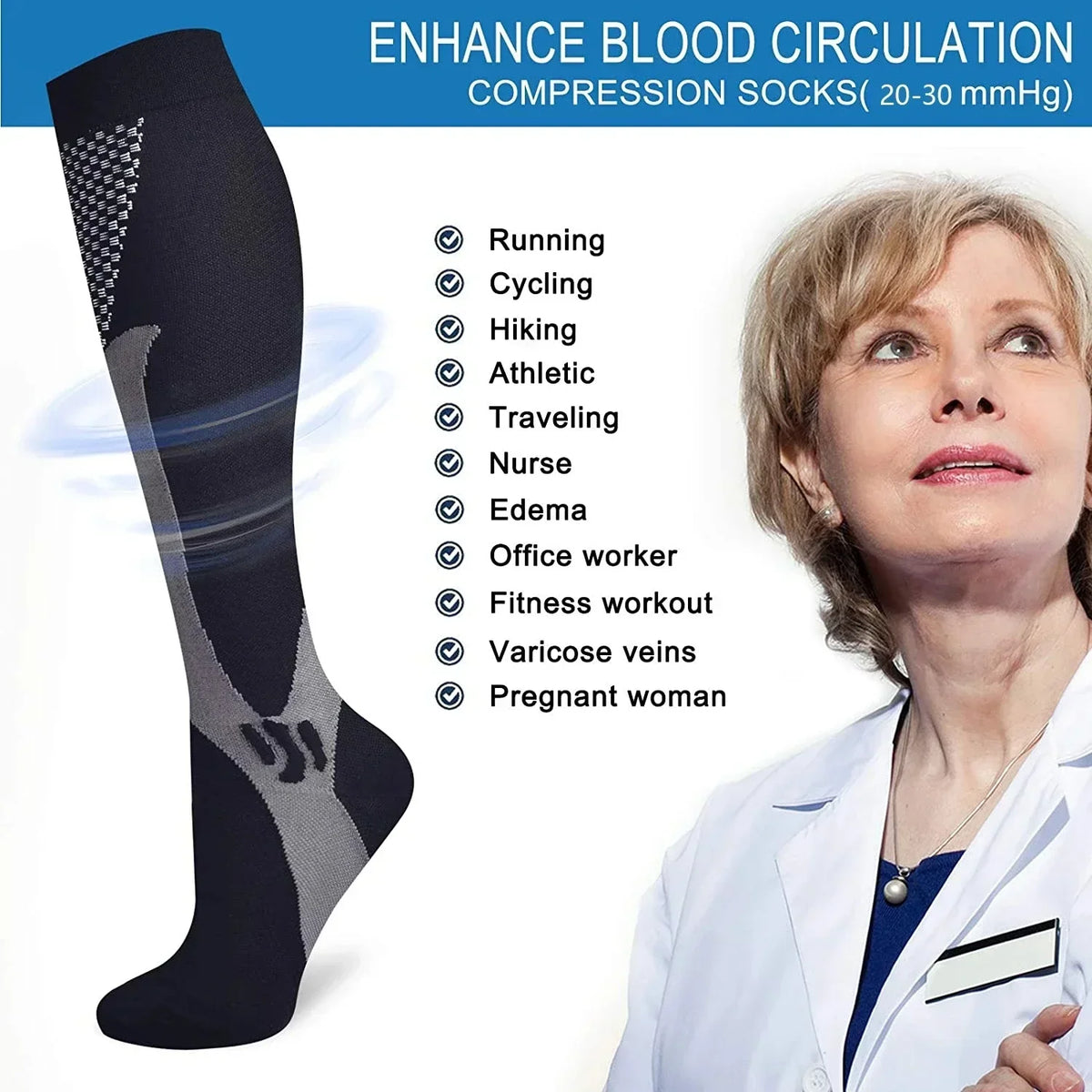 5 Paires de Chaussettes de Compression Anti Varices