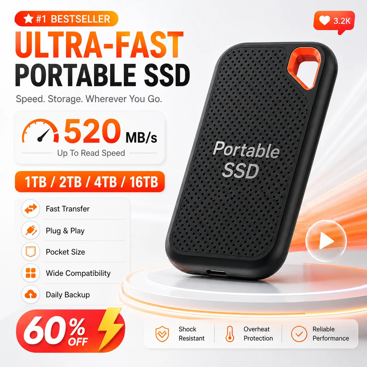 Disque Dur Externe SSD Portable 1 To à 128 To – Stockage & Sauvegarde