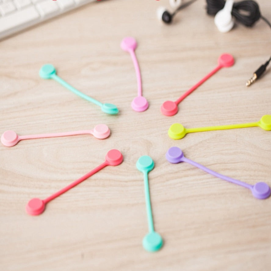 10x Enrouleur de cordon magnétique en silicone