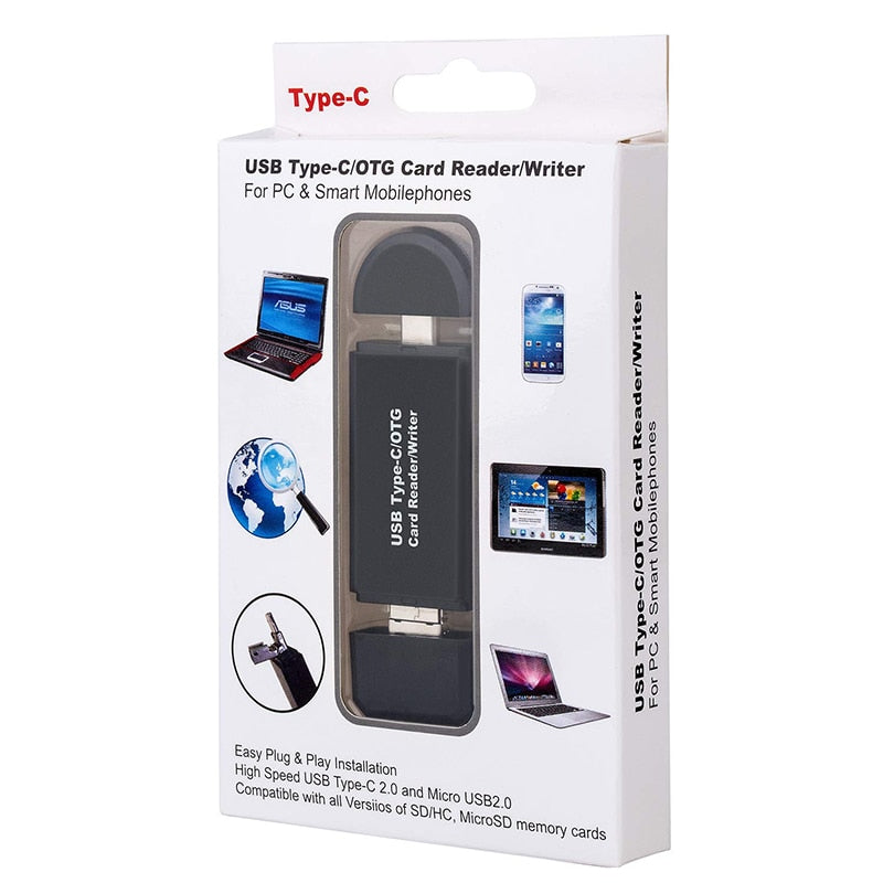 Lecteur de Carte 3-en-1 Micro USB - USB - Type C pour Android