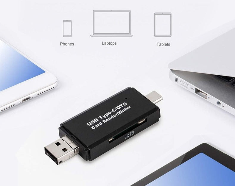 Lecteur de Carte 3-en-1 Micro USB - USB - Type C pour Android