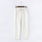 Women's cotton and linen trousers - elasticated waist