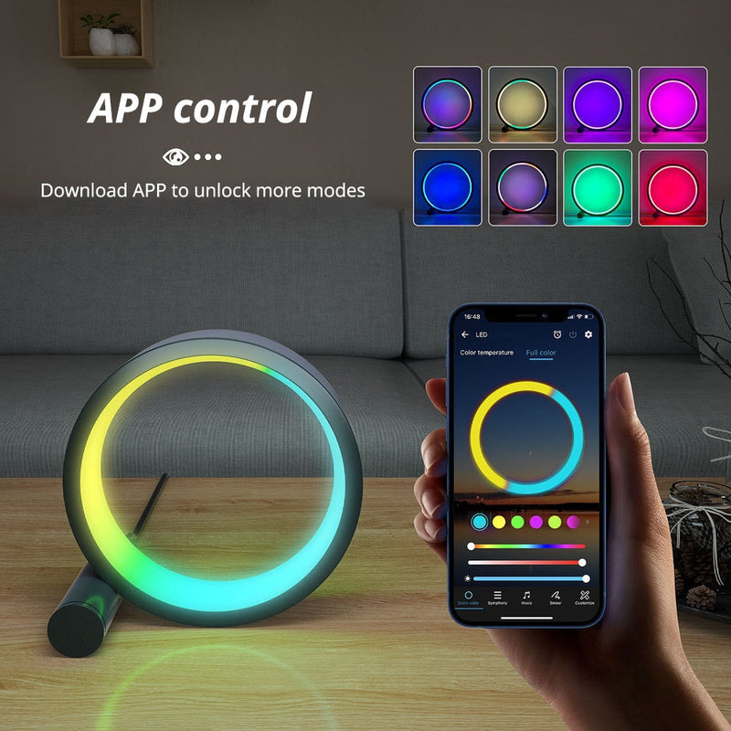 Lampe circulaire LED contrôlée par Bluetooth